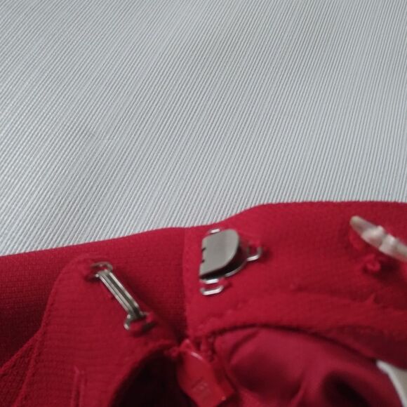 Vintage Casual Corner Bright Red Classic Above Knee Length Pure Wool Mark Skirt - Picture 7 of 15